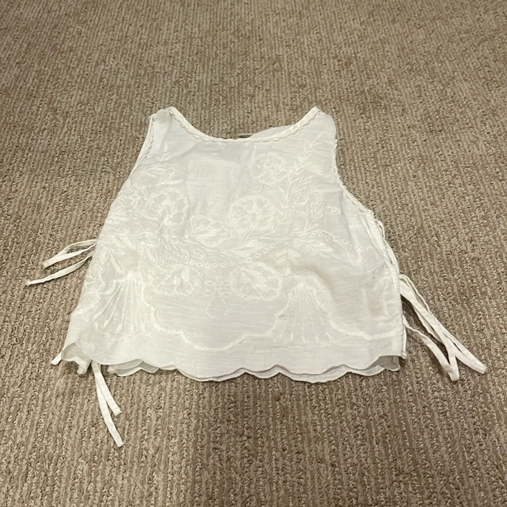 Free people embroidered white tie top size small
